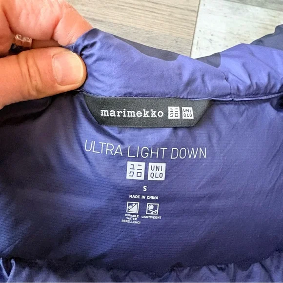 Uniqlo x Marimekko Ultra Light Down Cocoon Parka Jacket Blue Women’s S - Picture 10 of 16